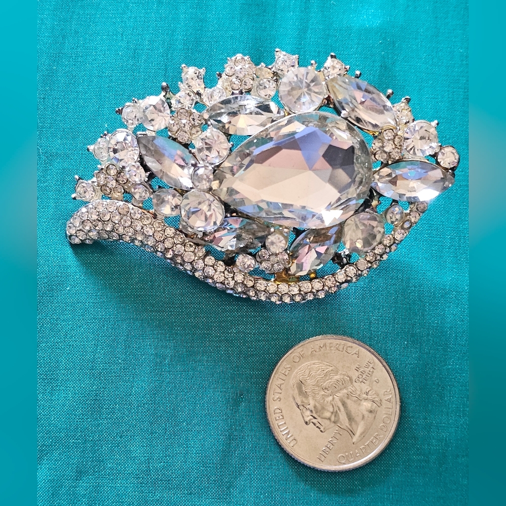 Elegant Silver Crystal Brooch
